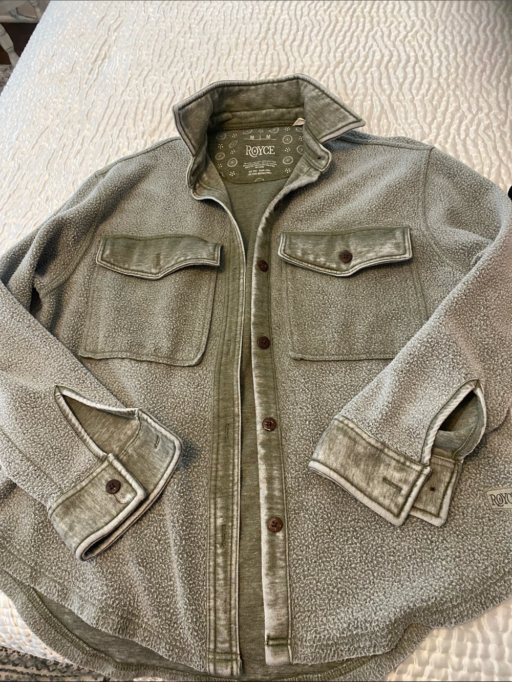 Royce Men's Lightweight Olive Green Sherpa Shirt Jacket
